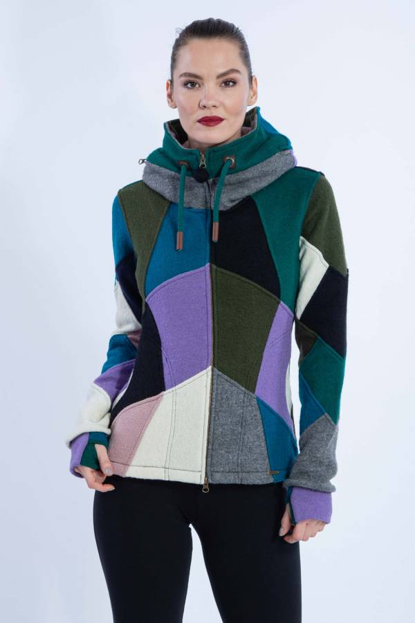 Jessy upcycled merino jacket, hood