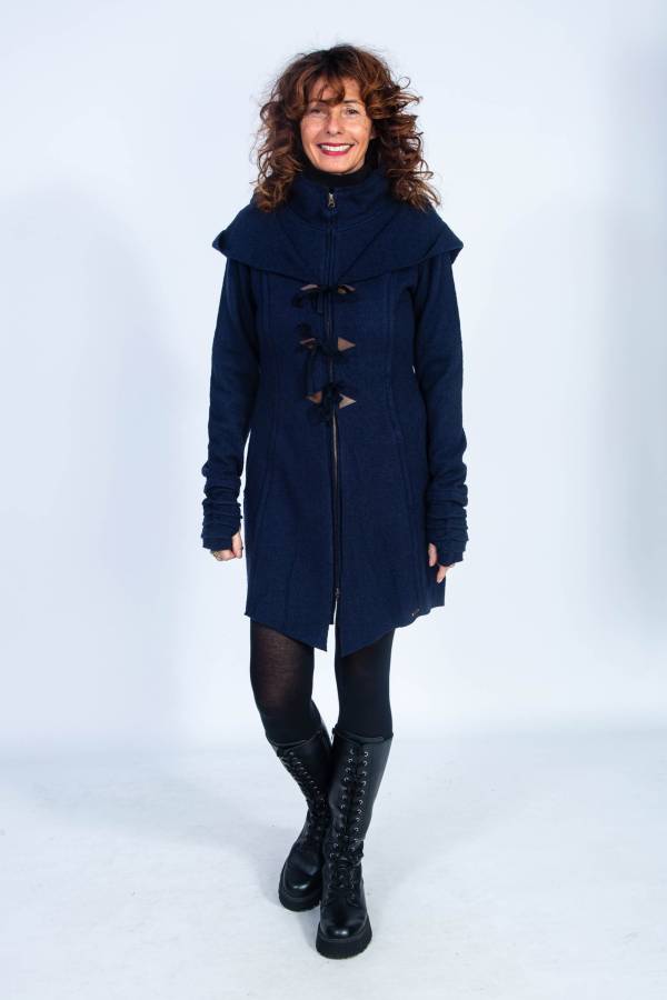 Cappotto Burania in merino con cappuccio