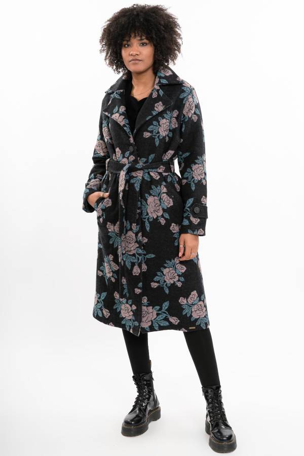 Wollmantel Myrtle aus recyceltem Wolljacquard