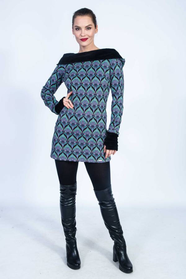 Arizona dress in organic GOTS interlock jacquard