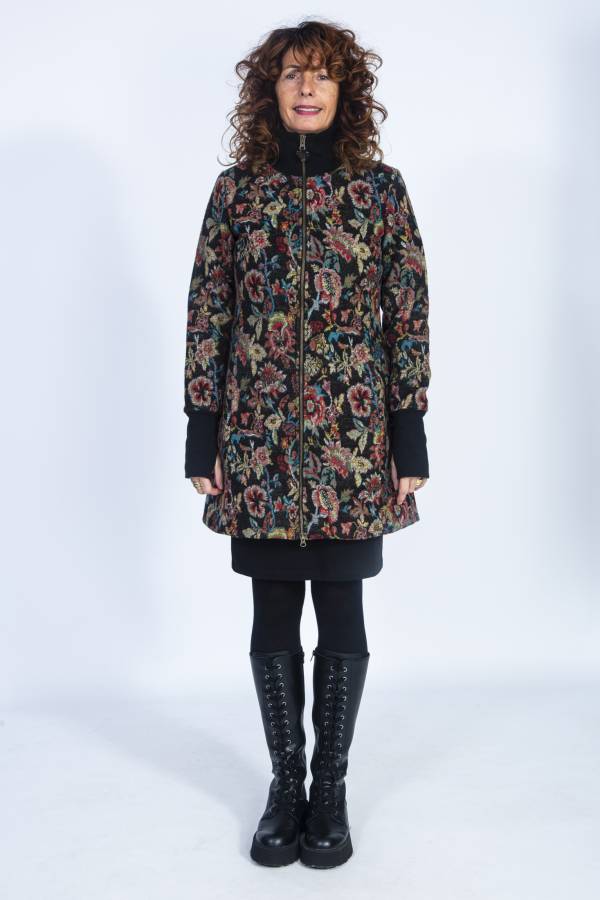 Maeve coat made from recycled wool jacquard