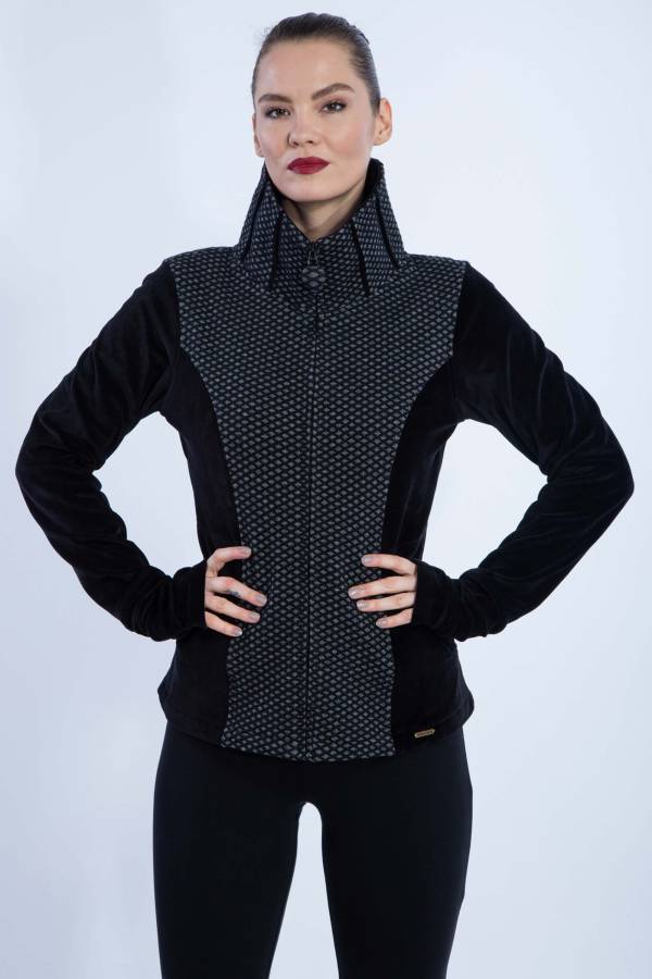 Jillian jacket in organic GOTS interlock jacquard with king collar