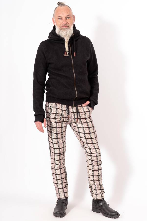 Pantaloni Hugo in lana riciclata jacquard