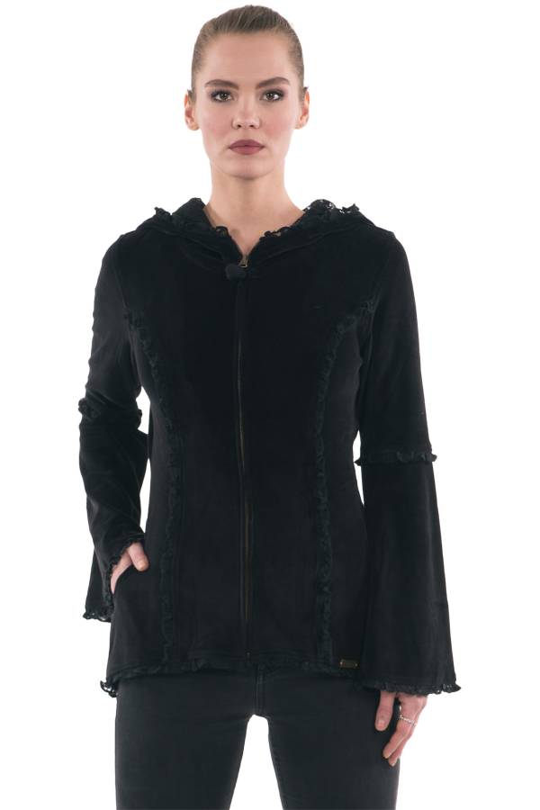 Jacke Marin aus Samt mit Spitze