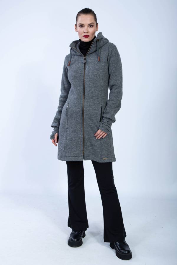Madina merino coat with hood