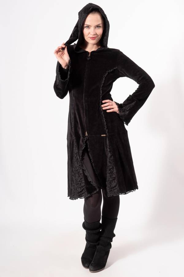 Mantel Margaritta aus Samt mit Spitze
