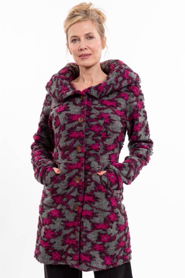 Wollmantel Madita aus gemustertem Wollwalk