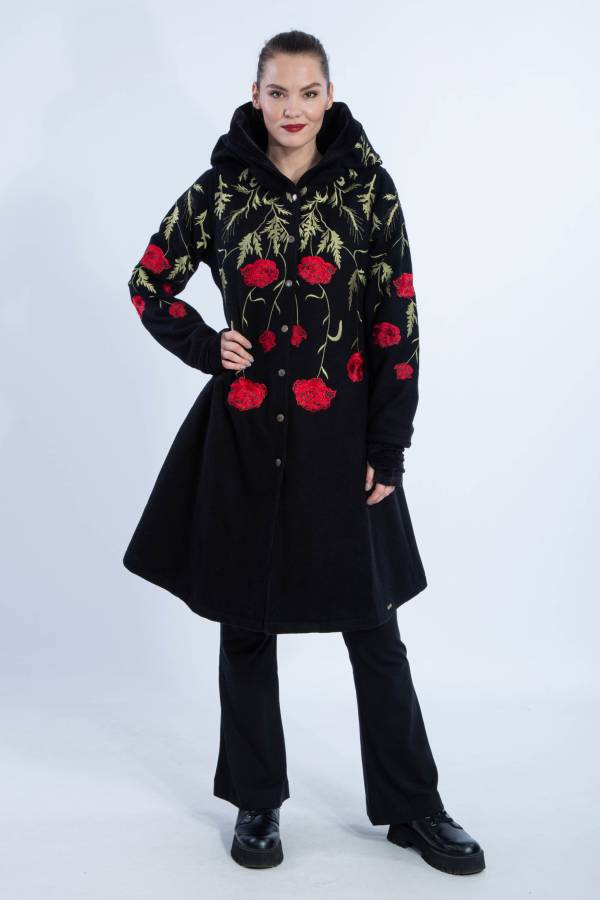 Mantel aus recycelter Wolle mit Stickerei | Marianne